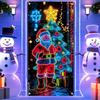 Fluorescent Christmas Door Cover UV Activated Glow-in-the-Dark Door Banner for Outdoor Indoor Holiday Decoration