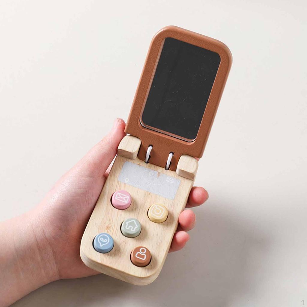 Деревянная игрушка-телефон для детей, обучающая, с функциональными кнопками, раскладушка, для праздника, малышей, детей, вечеринки