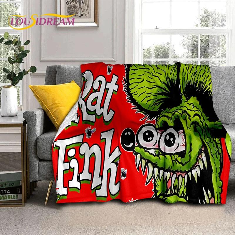 Rf Забавный Rat Fink Мультяшный Мотоцикл Автомобильный Знак Мягкое Пледовое Покрывало Для Дома Спальни Дивана Кровати Пикника Путешествия Офиса