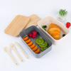 Bamboo Wood Cover Lunch Box Rectangle Food Storage Box Japanese Style School Office