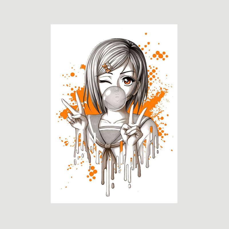 Домашний декор Картина Милая маленькая Лоли Аниме Девушка Плакат Милая Лолита Манга Фигурка Белые бумажные постеры и принты Бар Спальня Украшения Фреска