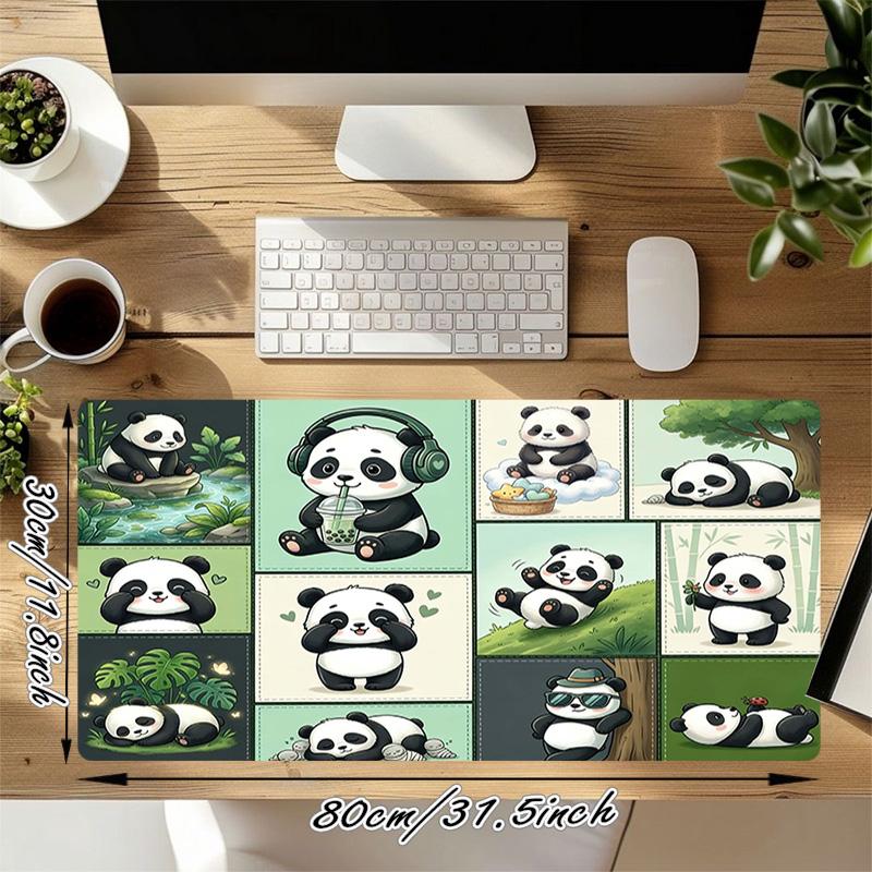 Panda Party Xl Gaming Mouse Pad Nonslip Rubber Base Stitched Edge Waterproof Desk Mat For Pc Laptop Gamer Office Computer Accessories C927494