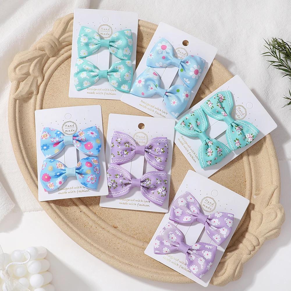 2 шт./компл. Однотонные нейлоновые детские бантики Заколки для волос для маленьких девочек Ручной работы Бантик Заколка-автомат Фотографические аксессуары для волос