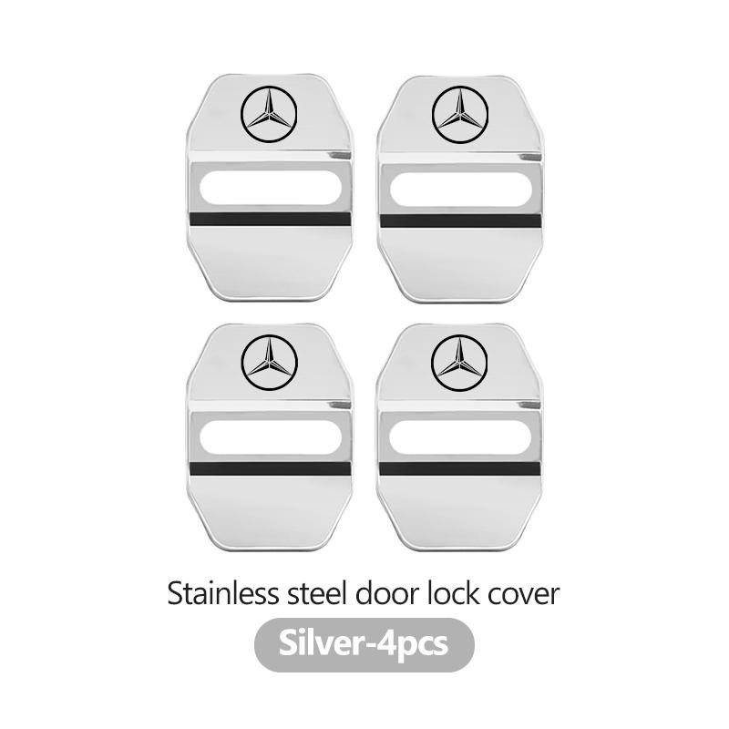 AABGW1 For Benz 4PCS Car Styling Door Lock Cover Stainless Steel Protection Accessories AMG Exclusive W204 W222 W205 W203 W213 W124