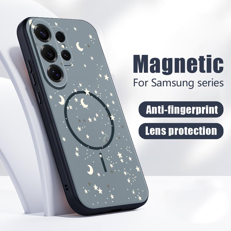 Чехол с узором 'Счастливые Звезды' для Samsung Galaxy S26 Ultra S25 Edge S24 Plus S23 FE S22 A17 A54 A55 A56 A57 5G Магнитный для Magsafe Матовый Чехол