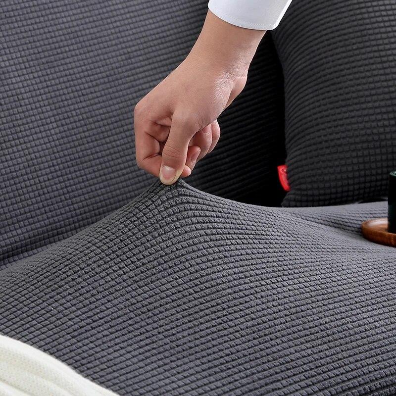 Jacquard Thick Sofa Covers for Living Room Plain Couch Cover Corner L Shape Chaise Longue Sofa Slipcovers Solid Color 1PC