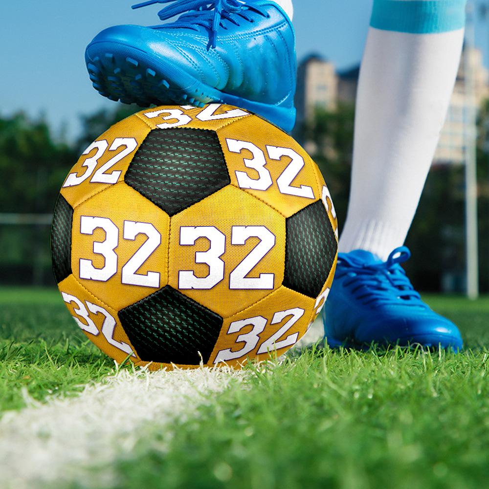 1pc Yellow sports jersey number design Football Soccer Ball Size 5 Indoor Soccer Ball Fashion Colorful Backyard Game -Great For Sports Fans Gift