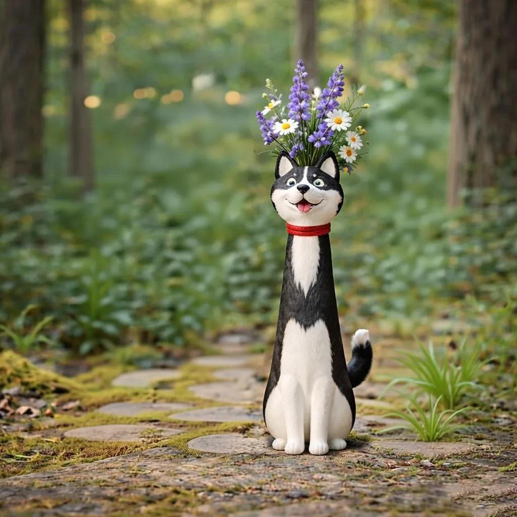 Novelty Handmade Quirky Dog Vase - Unique Resin Home Decoration