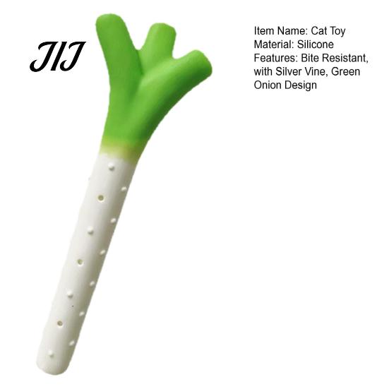 Engaging Cat Toys for Indoor Play Silicone Scallion Toy, Kitten Chew Toy with Silver Vine And Crinkle Paper, Teeth Cleaning Dental Care, Boredom