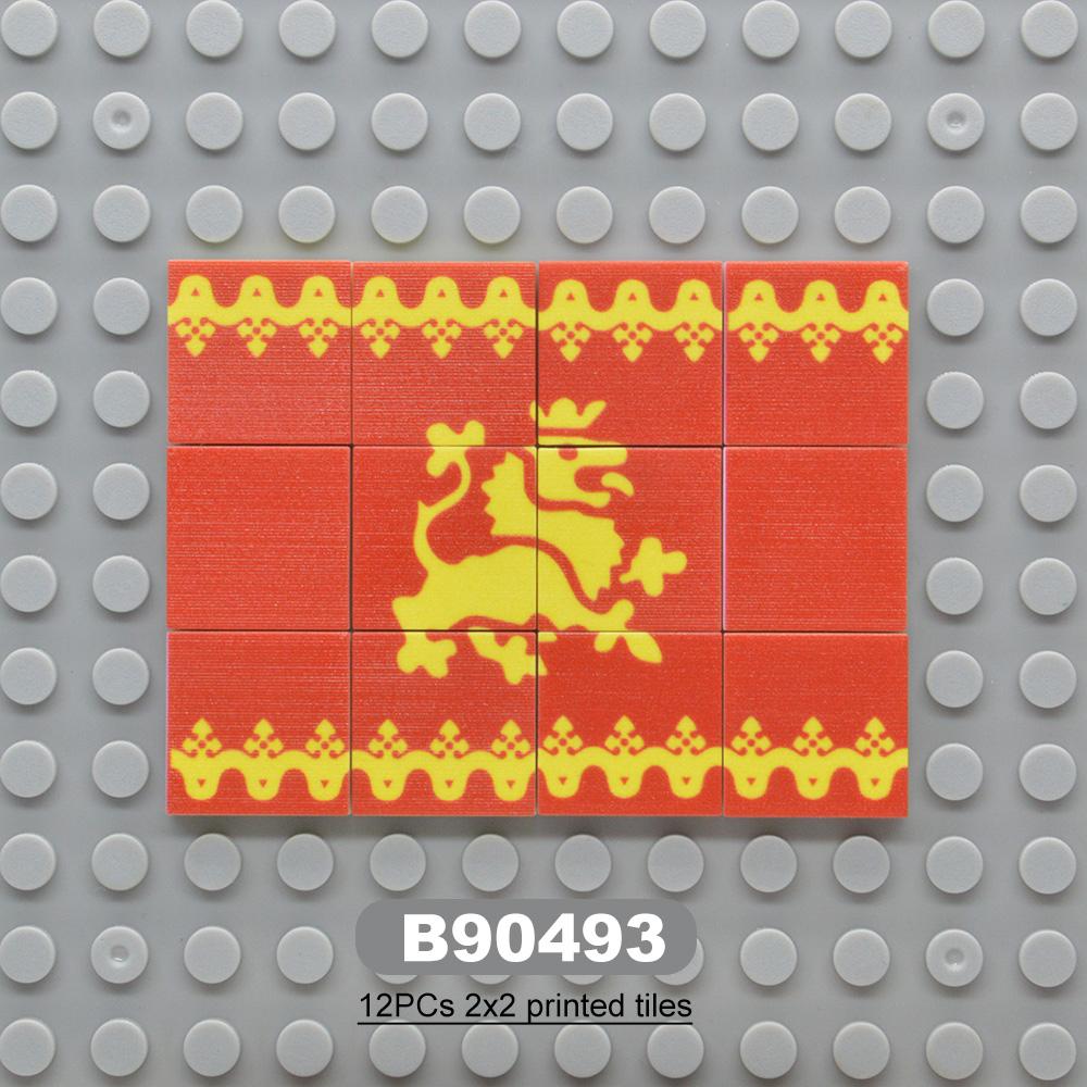 MOC Classic Castle Printed Building Block Toy Kite Shields Flag Mat European Medieval Age Castle Series for Figures