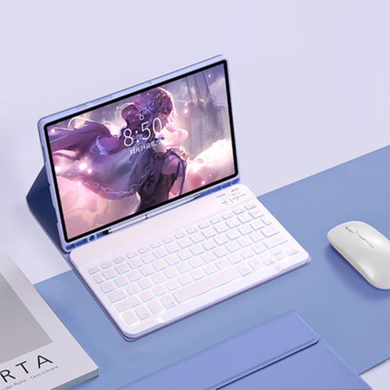Совместимо с Samsung 2025 S10FE: A9Plus Клавиатура и мышь Bluetooth с подсветкой в комплекте с защитным чехлом для S9.