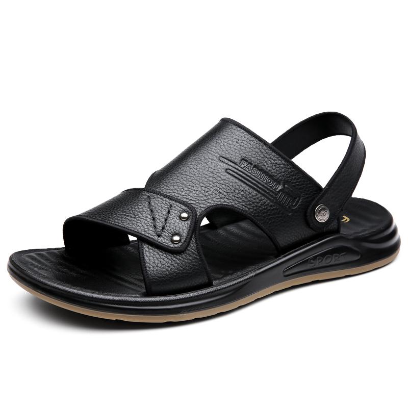 FashionClassic Brand Men's Leather Casual Shoes Hollowed Out Summer Sandals Soft Sole Comfortable Men's Flat Shoes Free Delivery