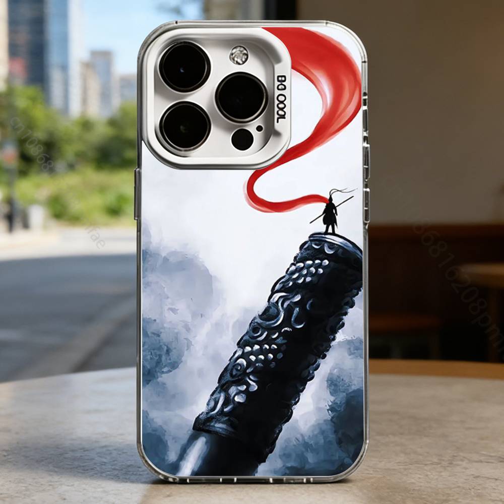 B-Black Myth Wukong White Shockproof Phone Case For iPhone 16,15,14,13,12,11,Pro,XS,Max,Plus,Mini,SE