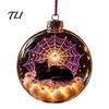 Halloween Ball Ornament Clear Hanging Decoration, Glowing Sphere with Skeleton, Ornaments Pumpkin, Spider Web, Black Cat Decor, Party Supplies Lighted