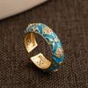 Open Finger Design Zircon Engagement Ring Copper Wedding Jewelry Enamel Floral Ring  Casual Wear