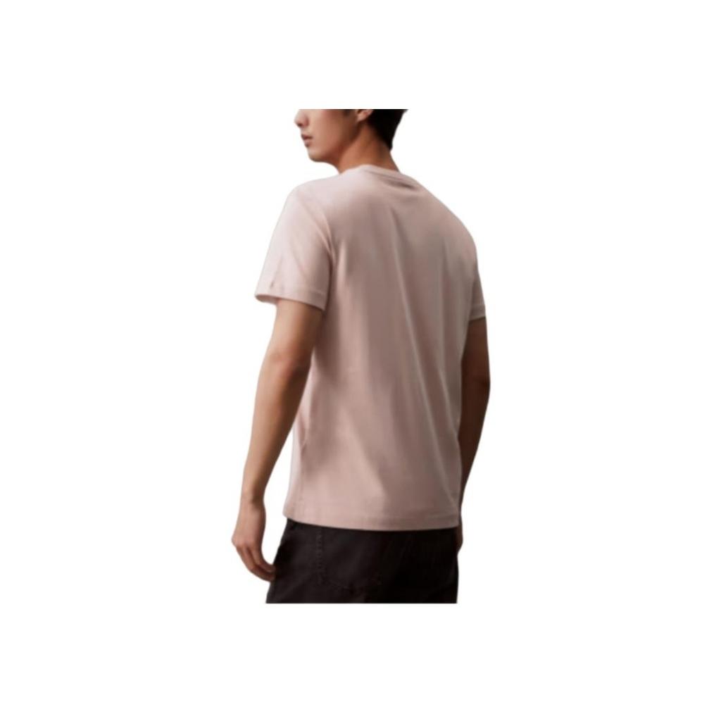 Calvin Klein Ck Jeans Ss24 Casual Letter Overlay Round Neck Short Sleeve T-Shirt Men Tops Shell-Pink J320770-TF6