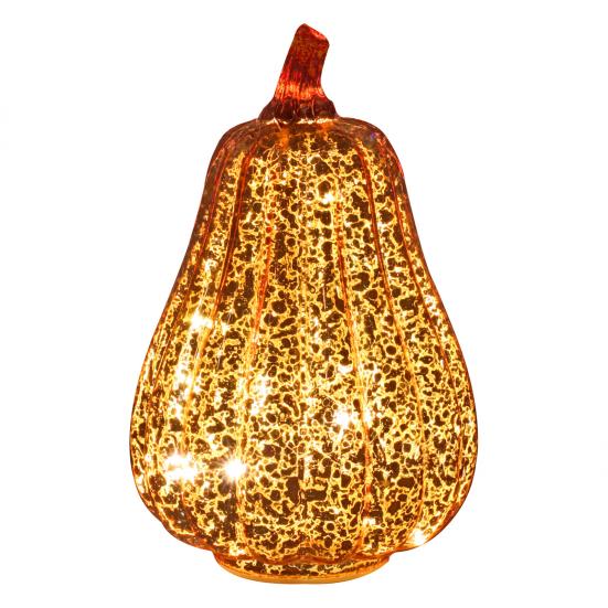 LED Pumpkin Lantern with Built-in Smart Timer Soft Warm Glow Battery-Powered Glass Pumpkin Shape Lantern Home Halloween Decor