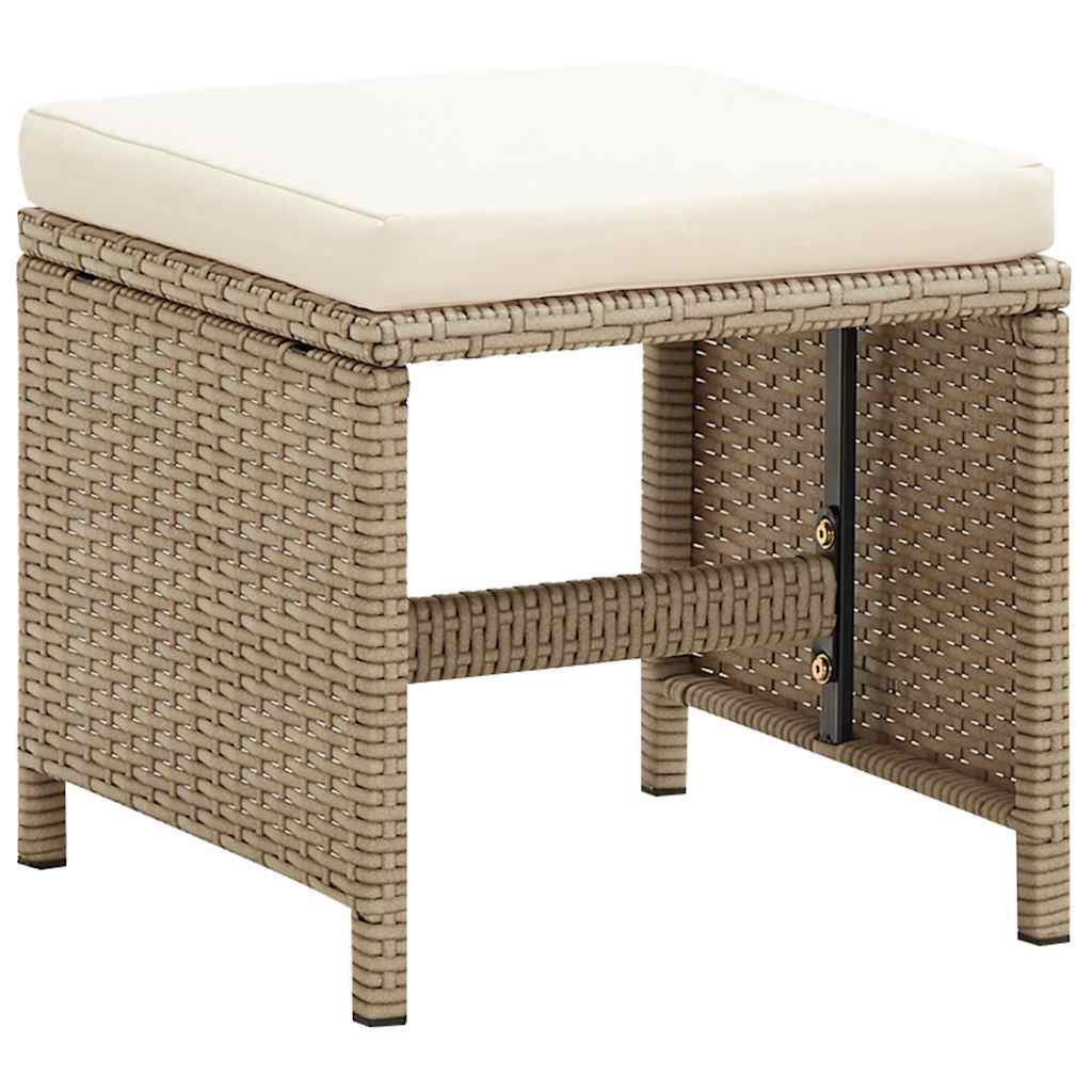 Garden Chairs with Footstool 2 pcs Poly Rattan Beige
