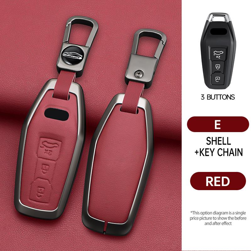 Metal Leather Car Key Case Cover for A3 A5 A5L 2025 Q5 Q6 Q6L A6 A6L 2025 Keychain Remote Protection Bag Shell