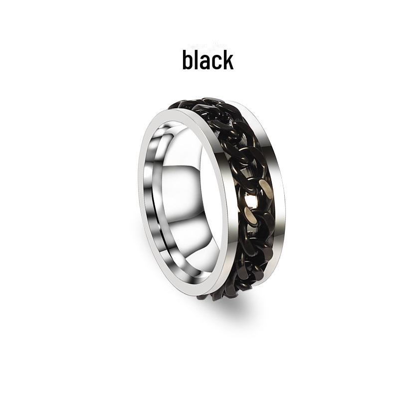 Мужское вращающееся кольцо-цепочка из нержавеющей стали - простой дизайн в виде пивной бутылки из титана