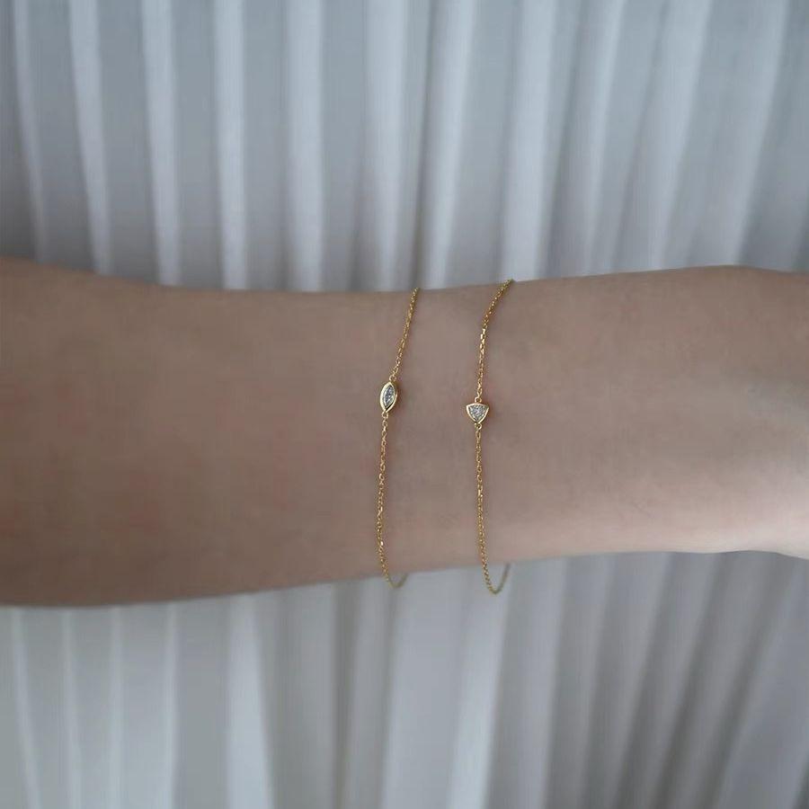 S925 Sterling Silver Horse Eye Diamond Bracelet Female Special-Interest Design Light Luxury Triangle Shape Bracelet