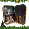 Colorful Christmas Nativity Box Easy Carrying Desktop Figurine Ornament  Art Decor
