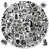 100 Black And White Goth Punk Graffiti Stickers Suitcase Laptop Skateboard Waterproof Diy Stickers