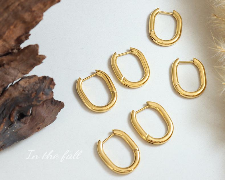 Геометрические серьги-подвески U-образной формы из титана с покрытием 18K золотом, осенняя коллекция