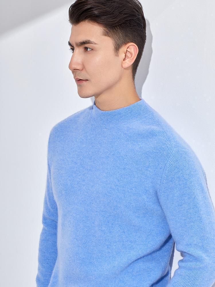 Мужской кашемировый свитер свободного кроя с полувысоким воротником на осень/зиму - деловой повседневный стиль