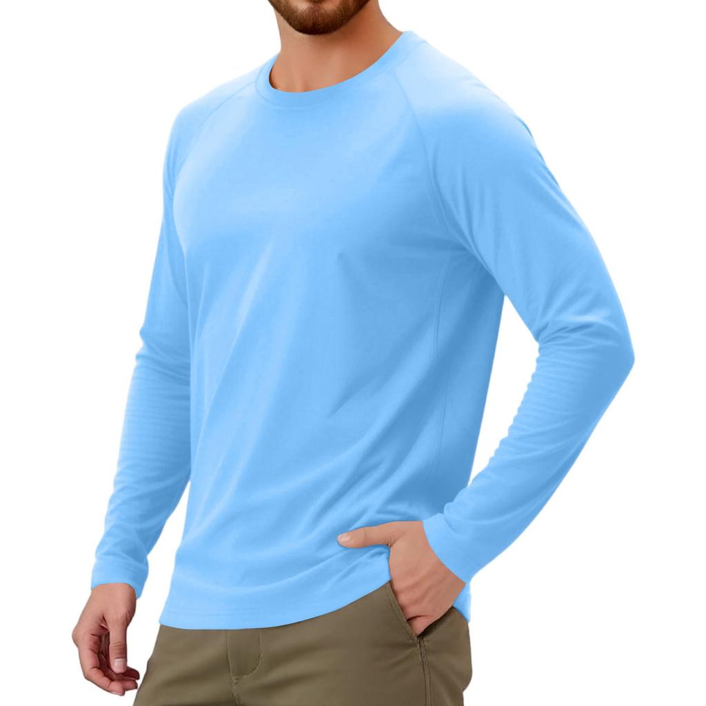 Мужской спортивный топ с длинным рукавом реглан однотонной расцветки