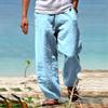 Men's Fashion Casual Loose Solid Color Comfortable Cotton Linen Trousers