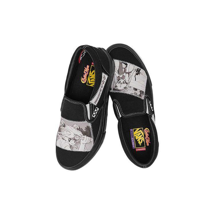 Sailor Moon x Vans Skate Slip-On Pretty Guardian Унисекс Кроссовки Черные Белые VN0A5FCAYB2