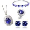 Elegant Silver 925 Jewelry Set Rings Earrings Bracelet Necklace Ornaments with Sapphire Gemstone Wedding Party Gift for Women