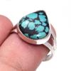 Кольцо из серебра 925 пробы с натуральным тибетским драгоценным камнем бирюзой, размер 6 o9T08