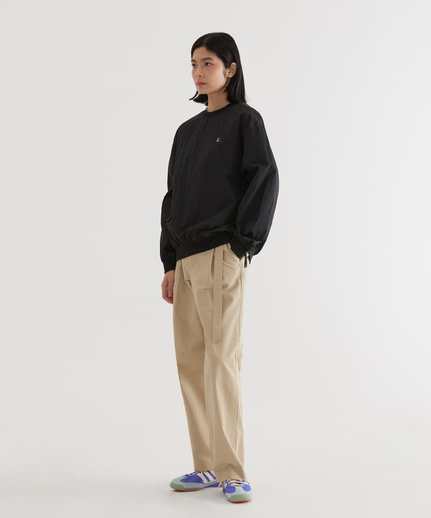 COVERNAT Semi-Wide Cotton Belted Pants Beige