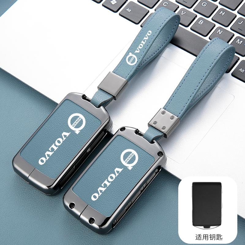 Zine Alloy Leather Car Key Case Cover Shell For Volvo XC40 XC60 S90 XC90 V90 2017 2018 T5 T6 T8 Polestar 1 2 Protector Accessory