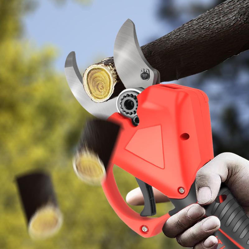 Portable Electric Pruning Shears Household Efficient Fruit Tree Bonsai Pruning Branches Cutter Rechargeable Garden Scissors Red