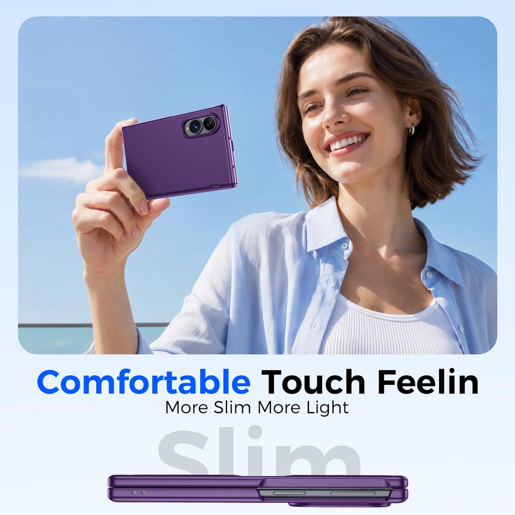 Slim Protective Case for Samsung Galaxy Z Fold8 with Camera Guard and Raised Screen Bezel-Purple
