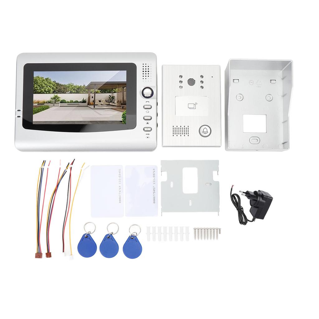 Проводная система видеодомофона с защитой от дождя, ИК-подсветкой ночного видения, широкоугольным видеодомофоном на 120º с 7-дюймовым дисплеем