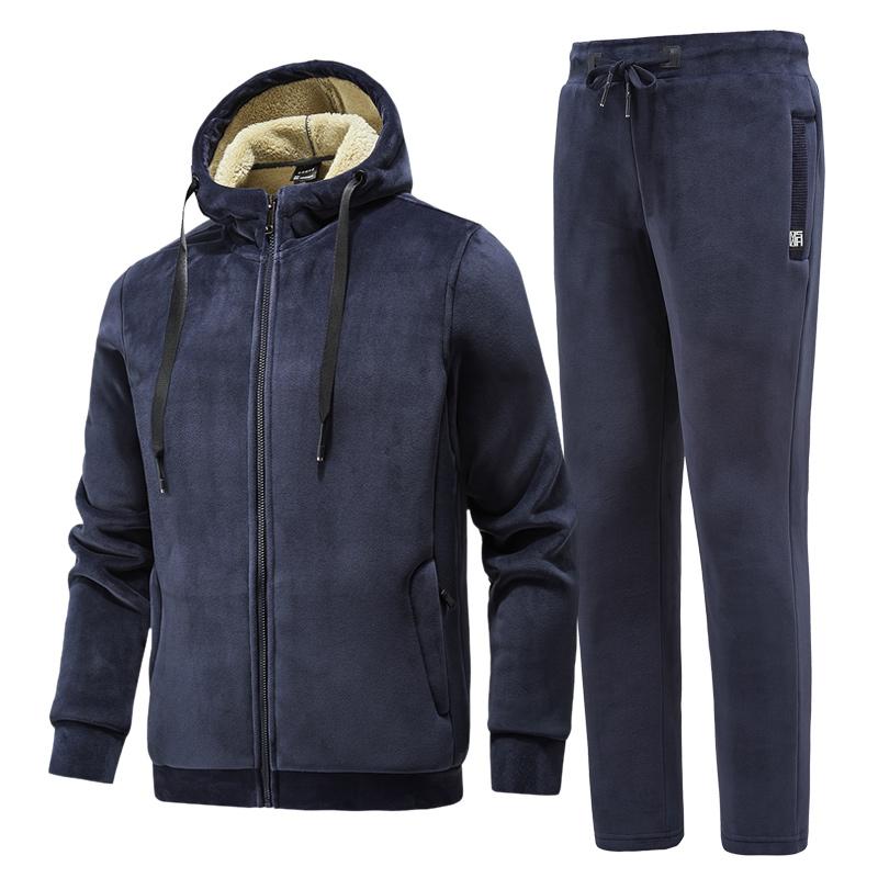 Новый мужской флисовый костюм-двойка плюс бархат зимний толстый теплый костюм мужской костюм из овечьего бархата повседневный спортивный костюм плюс размер 8XL 7XL 6XL