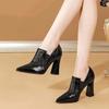 Fashion Autumn New Pionted Toe High Heel for Women Fashion Plus Size Chunky Heel Women's Slip On Heeled Shoes Dress Office Ladies Pumps