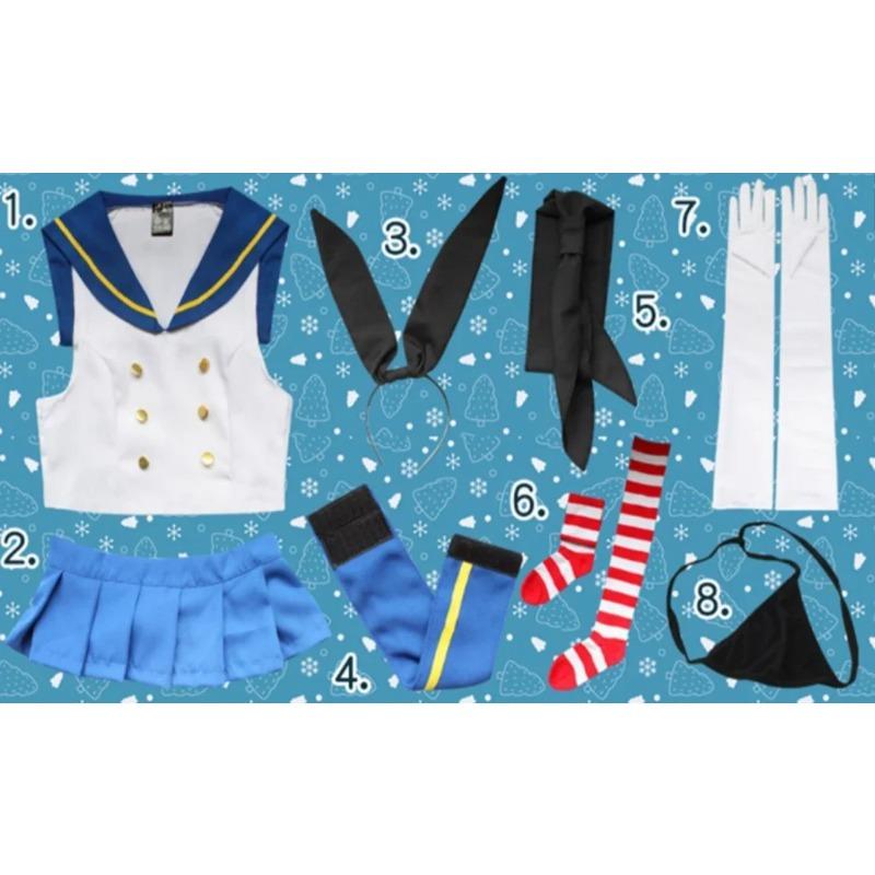 Shimakaze Косплей Аниме Kantai Коллекция Shimakaze Косплей Костюм Униформа для Девочек Парик Платье Матроски Костюм Хэллоуин Вечеринка