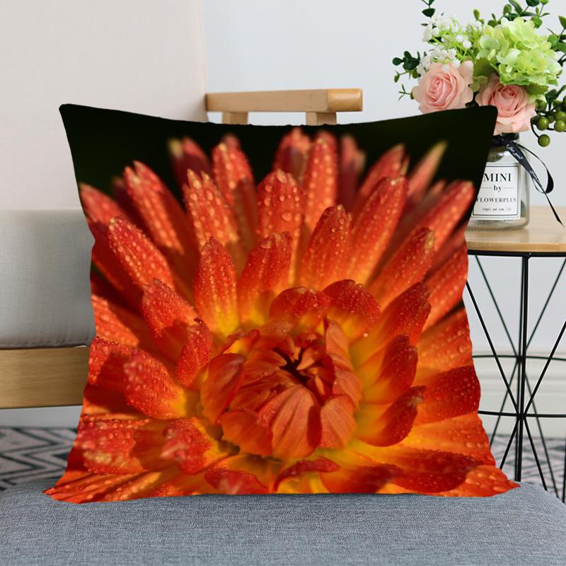 Наволочка с цветком георгина, декоративная наволочка для спальни, домашнего офиса, квадратная наволочка, мягкая