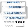 2 Pcs License Plate Frame for U.S. Army Veteran Black Matte Aluminum Car Plate Cover Holders with Screw Caps