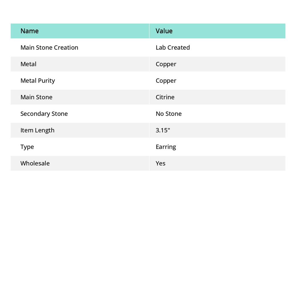 Серьги из натурального цитрина ручной работы из медной проволоки 3,15 дюйма W8b30