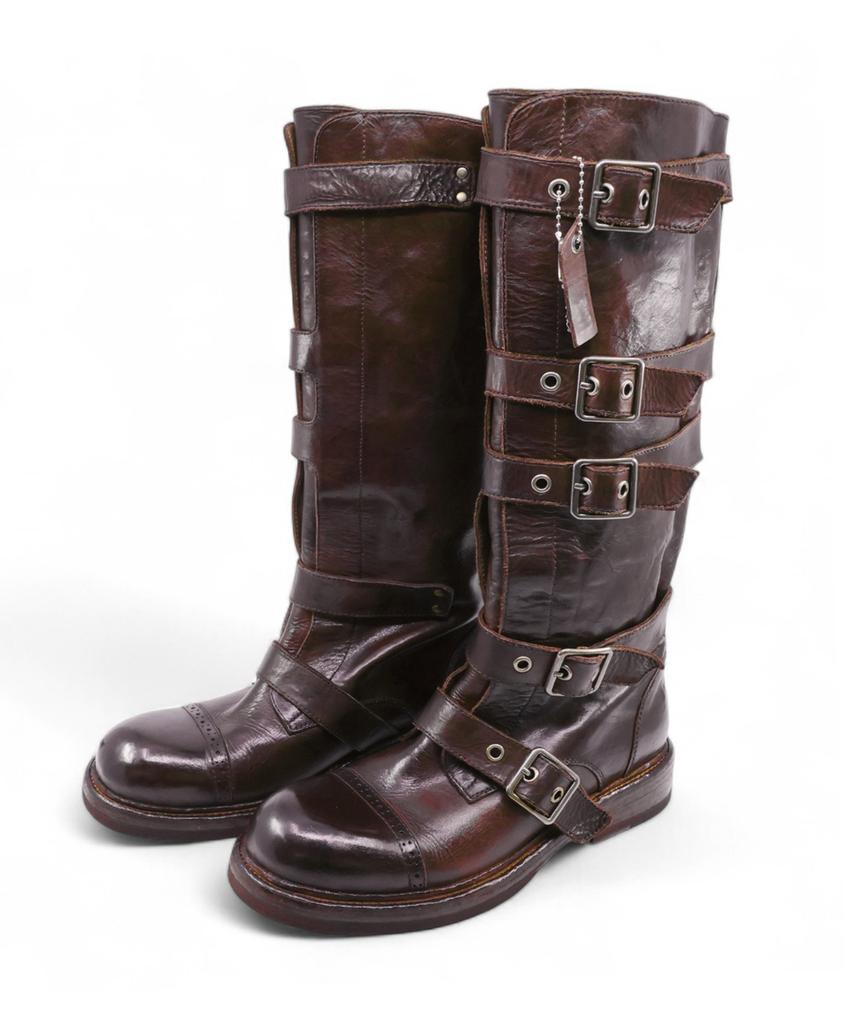 Yase Gelabi X Yase Washing Cow Cap-Toe Long Boots Brown