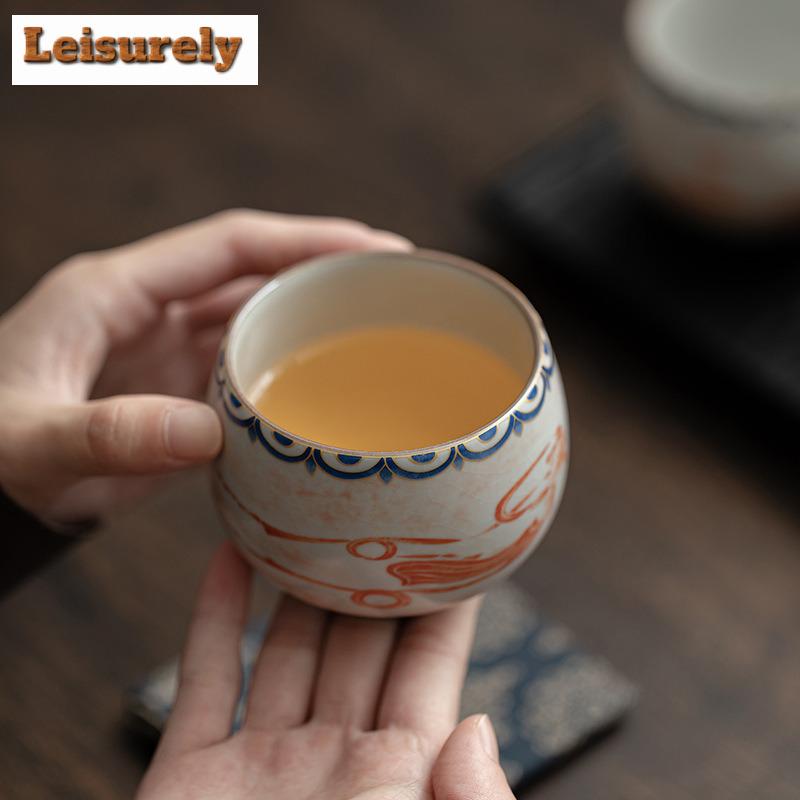 145 мл китайская керамическая чашка для чая Дуньхуан Апсарас, чашка Ru Kiln Arhat, может быть поднята, мастерская чашка, личная чаша для чая, чайная утварь для кунг-фу