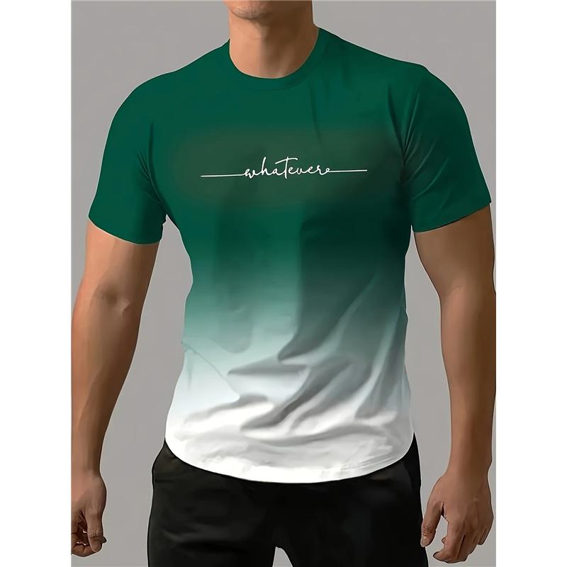 Простая градиентная 3D-печать футболка с короткими рукавами большого размера спортивная дышащая мужская одежда