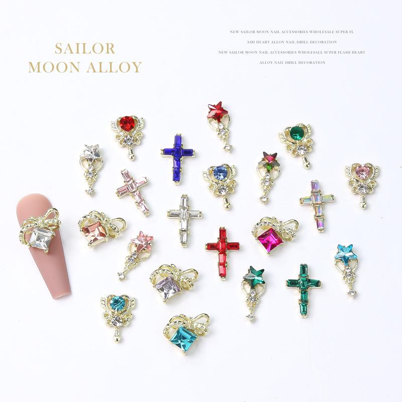 10шт украшения для ногтей любовь аксессуары для ногтей любовь бант крест ногтей алмаз украшения