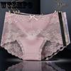 4pcs/set High Waist Solid Color Seamless Lace Underpants Women's Spring Summer All-match Large Size Causal Soft Briefs